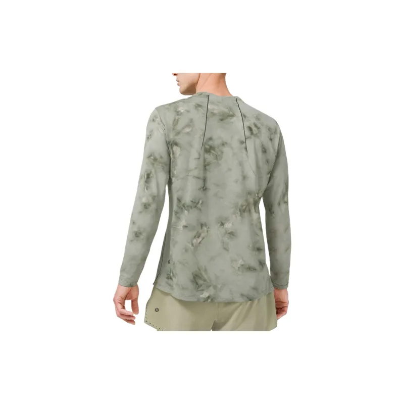 Lululemon Fast And Free T-Shirt Men Trendy White Smoke Spruce Green-1