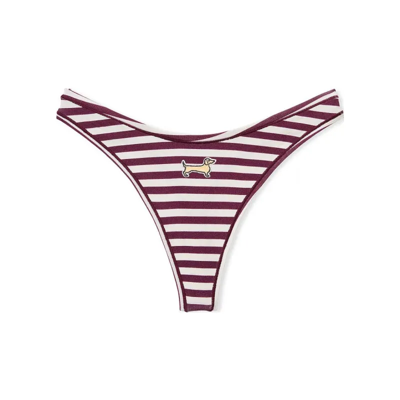 Victoria's Secret PINK COTTON HIGH-LEG THONG PANTY / WRSPDG Underpants Women's 1 Pack Red White Stripes-0