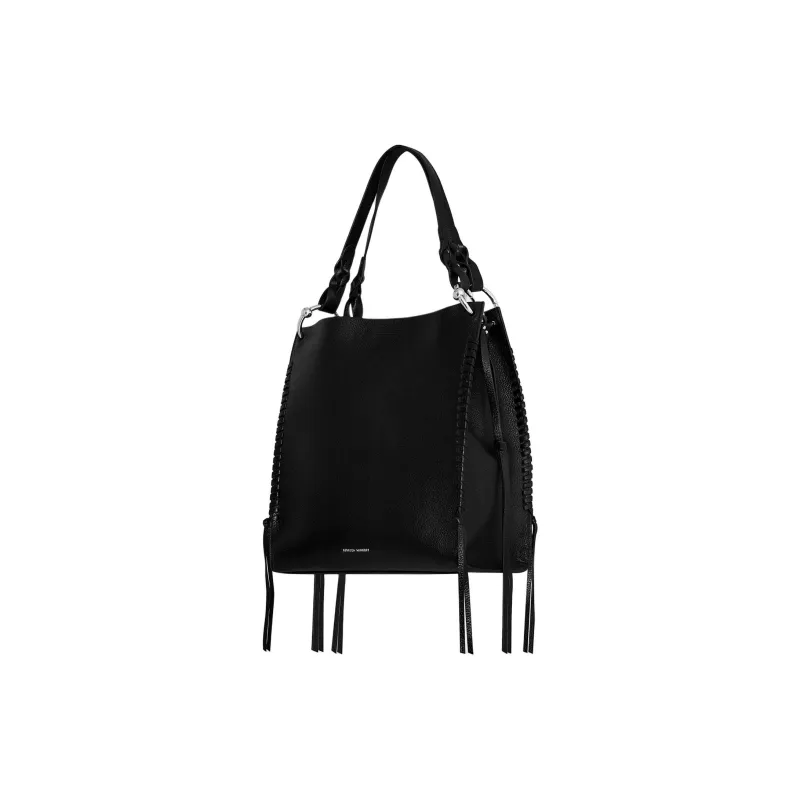 REBECCA MINKOFF Suede Leather Tote Bag Shopping Bag Handbag Women's Black-1