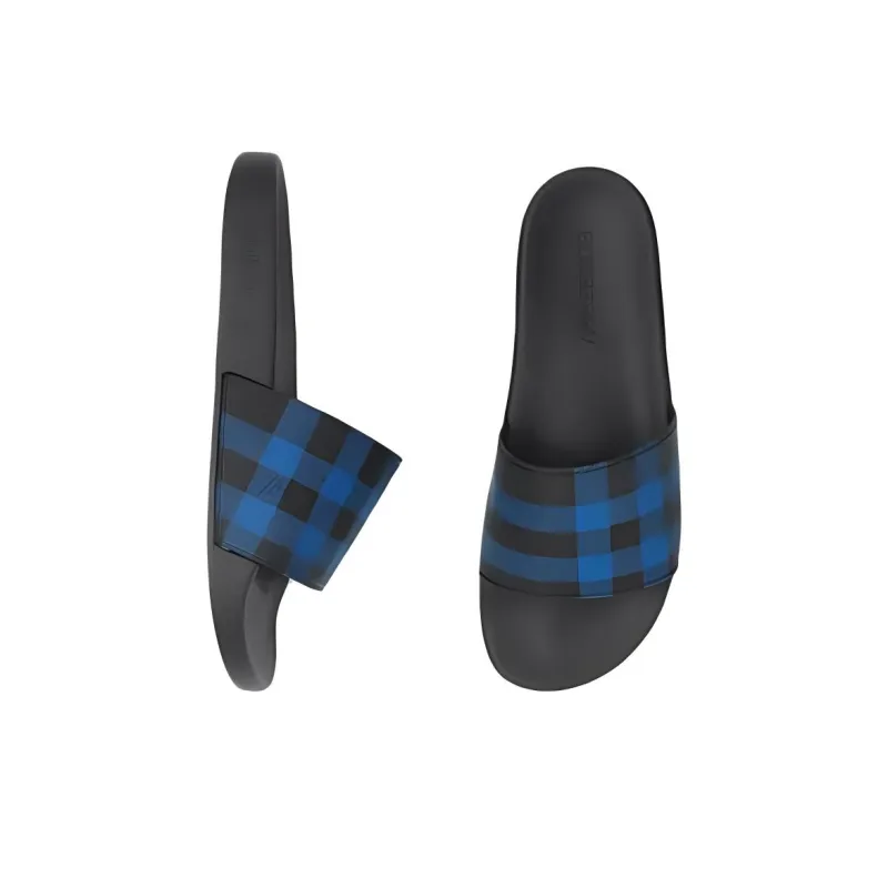 Burberry Slide Slippers Men's Blue Black-4