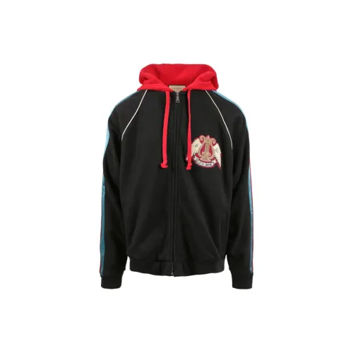 GUCCI Patch Zipped Cotton Hoodie 