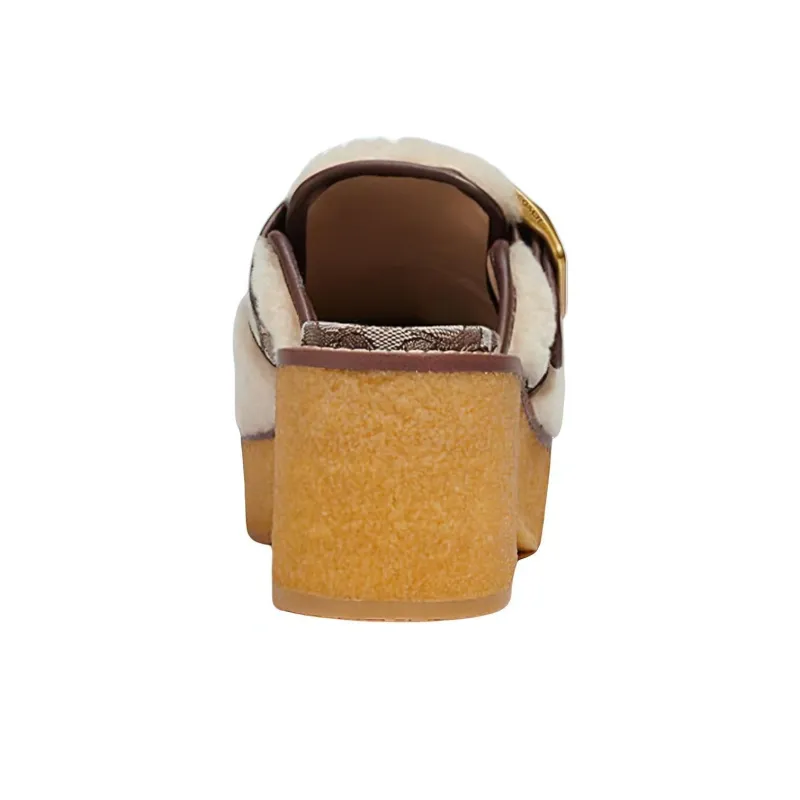 COACH Rubber Sole Closed Toe Slippers Women's Beige-4