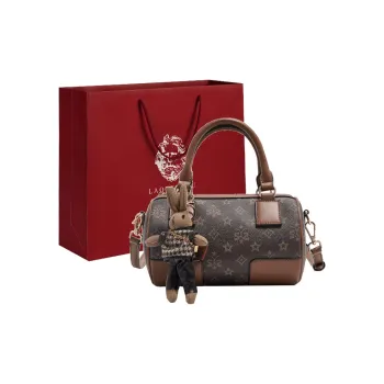 Old Man's Head Synthetic Leather One Shoulder Handbags Women's Coffee