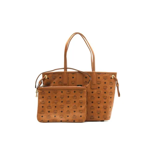 MCM Reversible Liz Shopper Medium Visetos Cognac