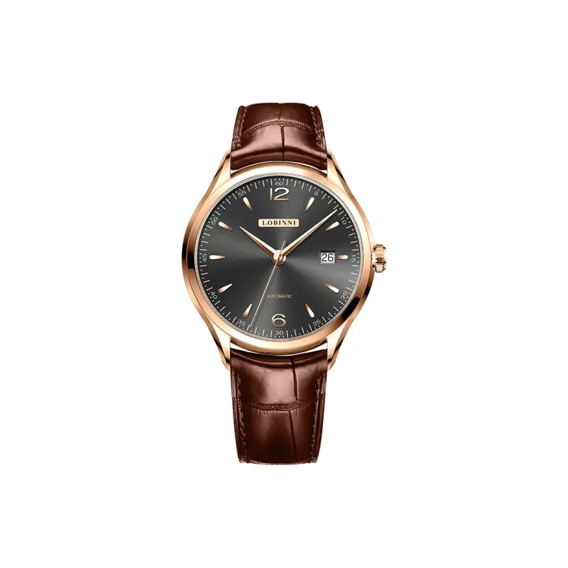 LOBINNI L High-End Taste Men's Wrist Watch Automatic Mechanical Movement Cowhide Strap Watch Men Silver Dial-13