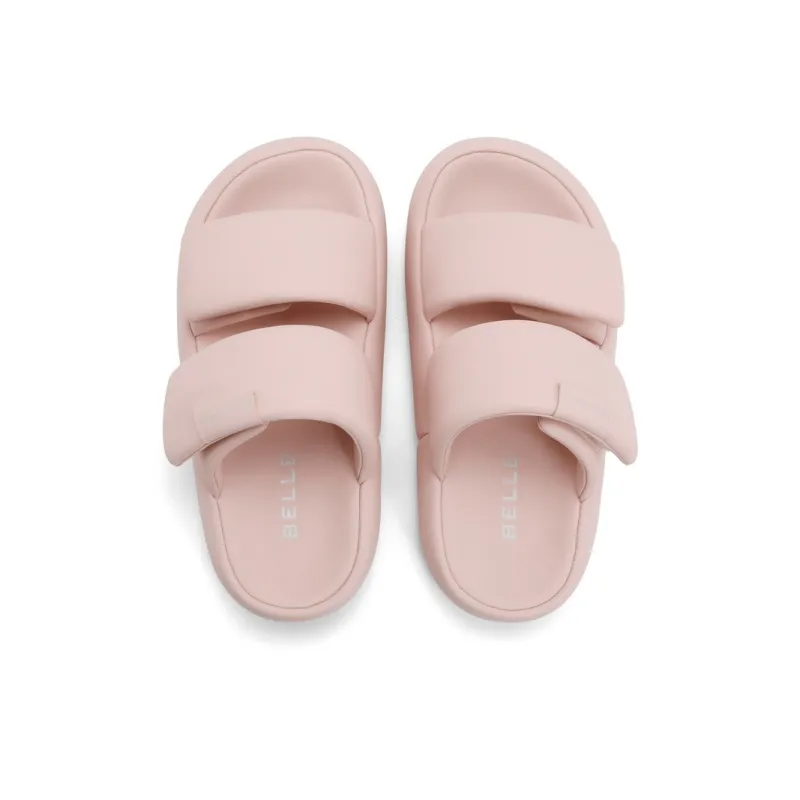 BELLE Rubber Sole Quiet Slide Slippers Women's Beige, Light Pink-2