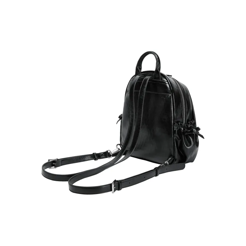 ONE TIME Synthetic Leather Backpack Regular Women's Black/Yellow Cream/Orchid Pink-4