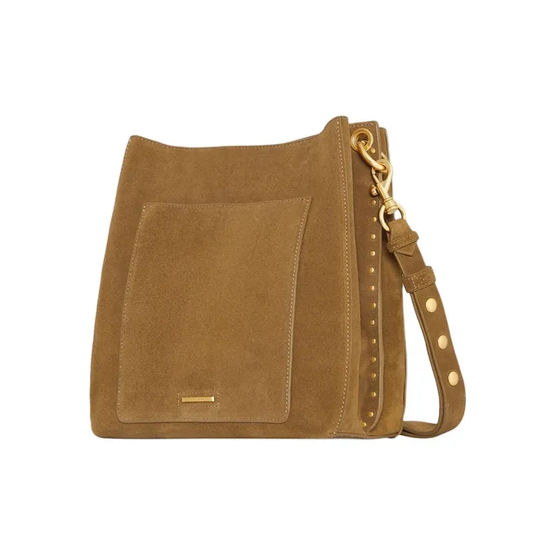 REBECCA MINKOFF Suede Leather Shoulder Bag Crossbody Bag Women's Honey Brown-1
