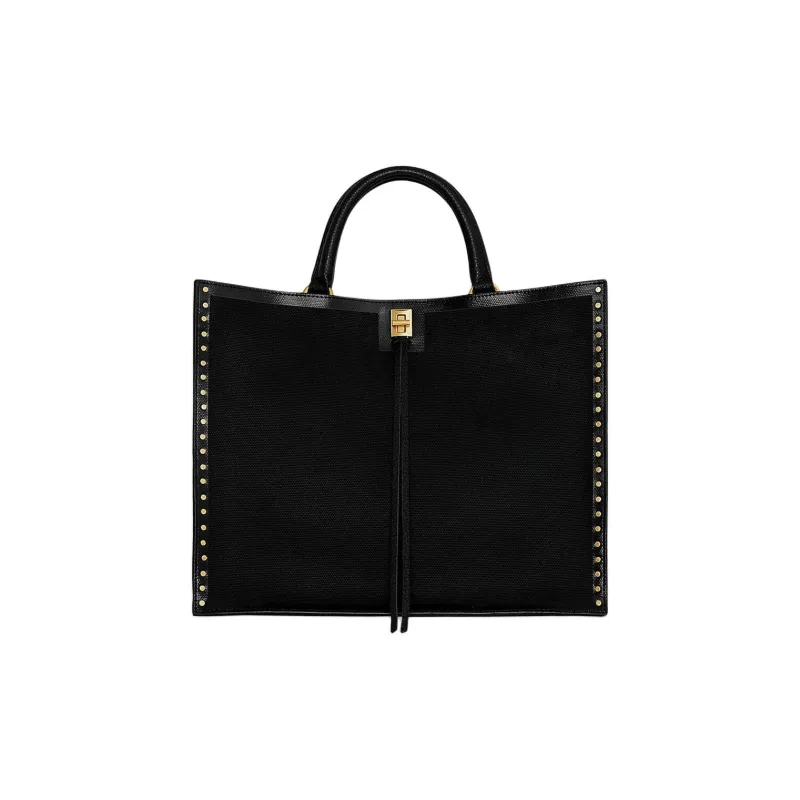 REBECCA MINKOFF Cotton Tote Bag Shopping Bag Shoulder Bag Handbag Women's Black-0