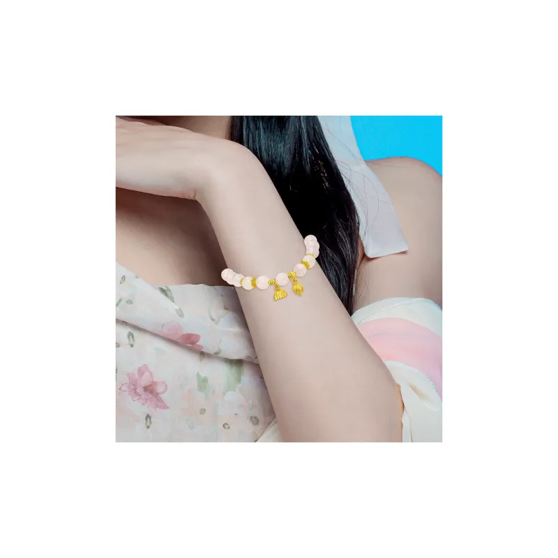 Jodie&Kevin Pink Crystal Strawberry Quartz Bracelets Women's-3