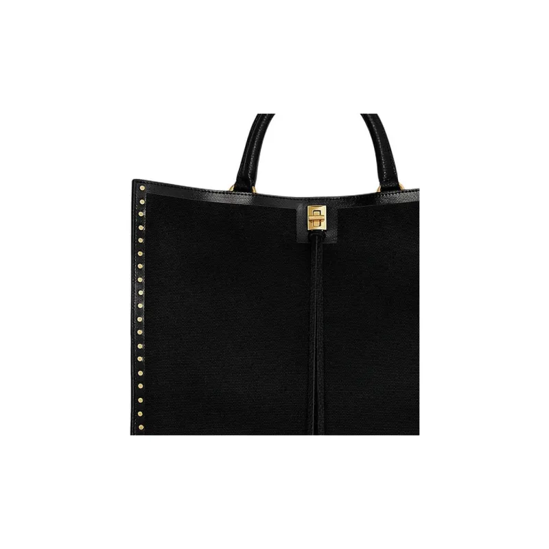 REBECCA MINKOFF Cotton Tote Bag Shopping Bag Shoulder Bag Handbag Women's Black-3
