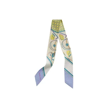 HERMES Silk Scarves Women's Yellow/Cream/Light Purple