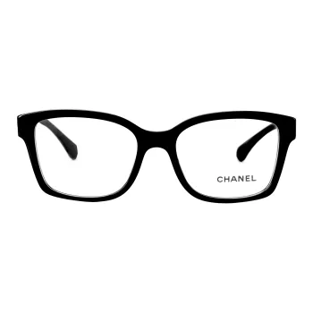 CHANEL Plate Frame Square Eyeglass Frames Unisex Black
