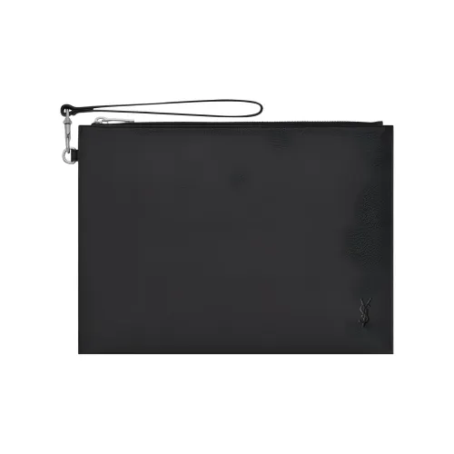 SAINT LAURENT Cow Leather Laptop Bag Clutch Regular Men's Black