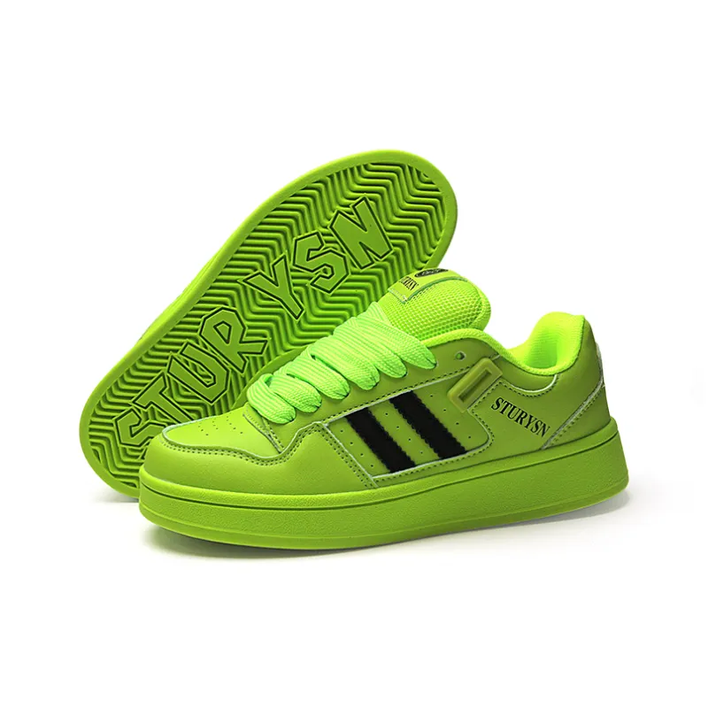 STUR YSN Wear resistant And Lightweight Low Top Skateboard Shoes Unisex Neon Green-6