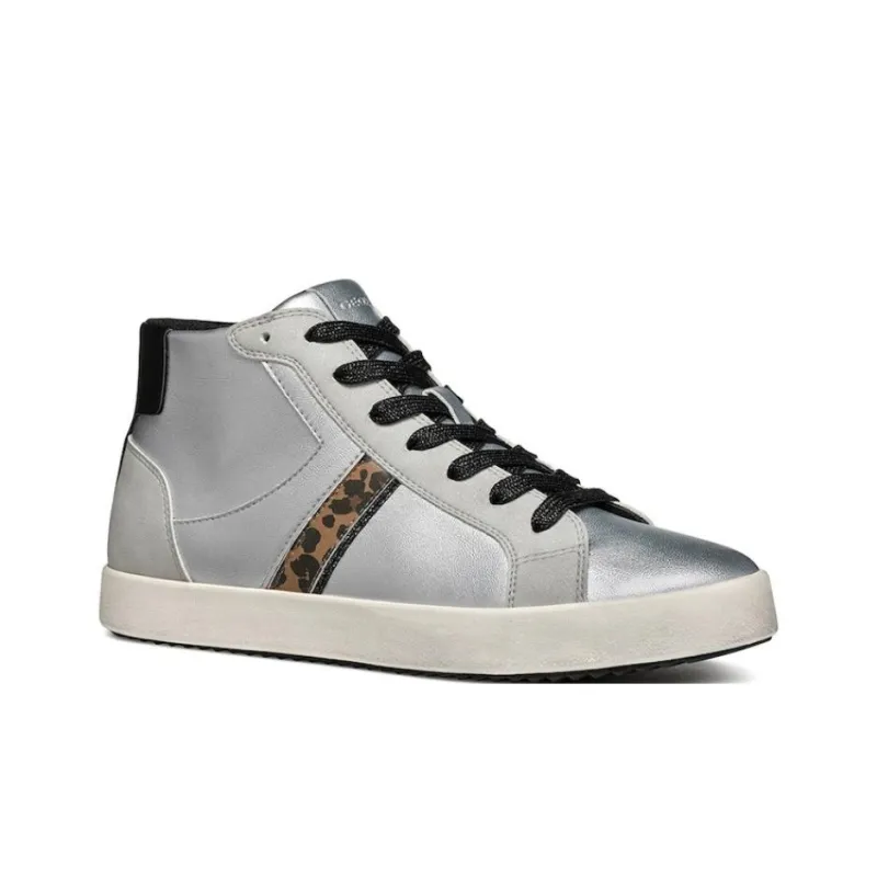 GEOX High Top Skateboard Shoes Women's Silver-2