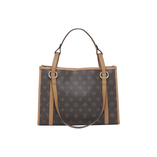 YEARCON Synthetic Leather With PVC Artificial Leather Tote Bag, Shoulder Bag Regular Women's Dark Coffee