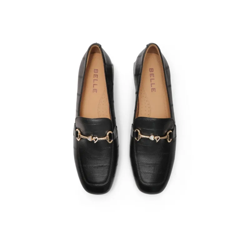 BELLE Loafers 3cm Women's Black Ecru-2