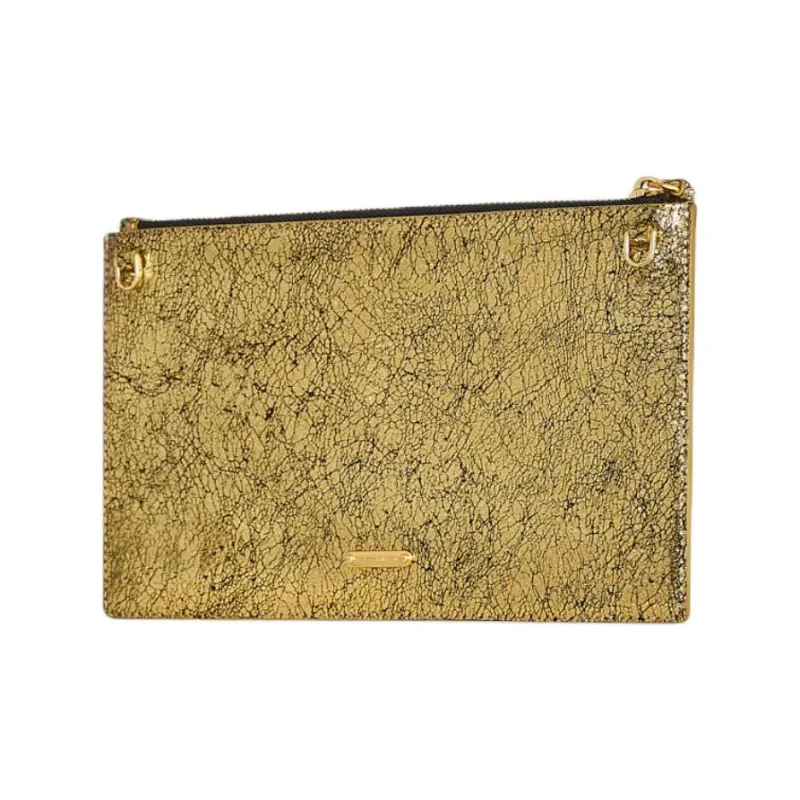 REBECCA MINKOFF Leather Clutch Large Size Women's Gold-1