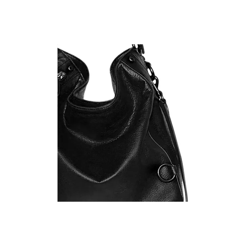 REBECCA MINKOFF Leather Hobo Bag Handbag Shoulder Bag Women's Black-4