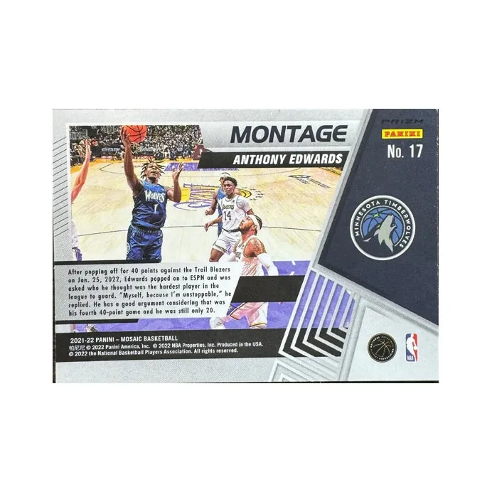 PANINI Anthony Edwards Mosaic Holographic Card Sports Cards 1 Pc-1