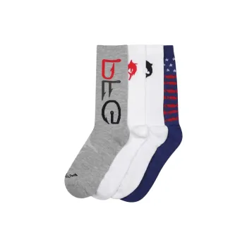 Columbia PFG Americana Mid-Calf Socks Men 4 Pack Carbon/White/Gray/White