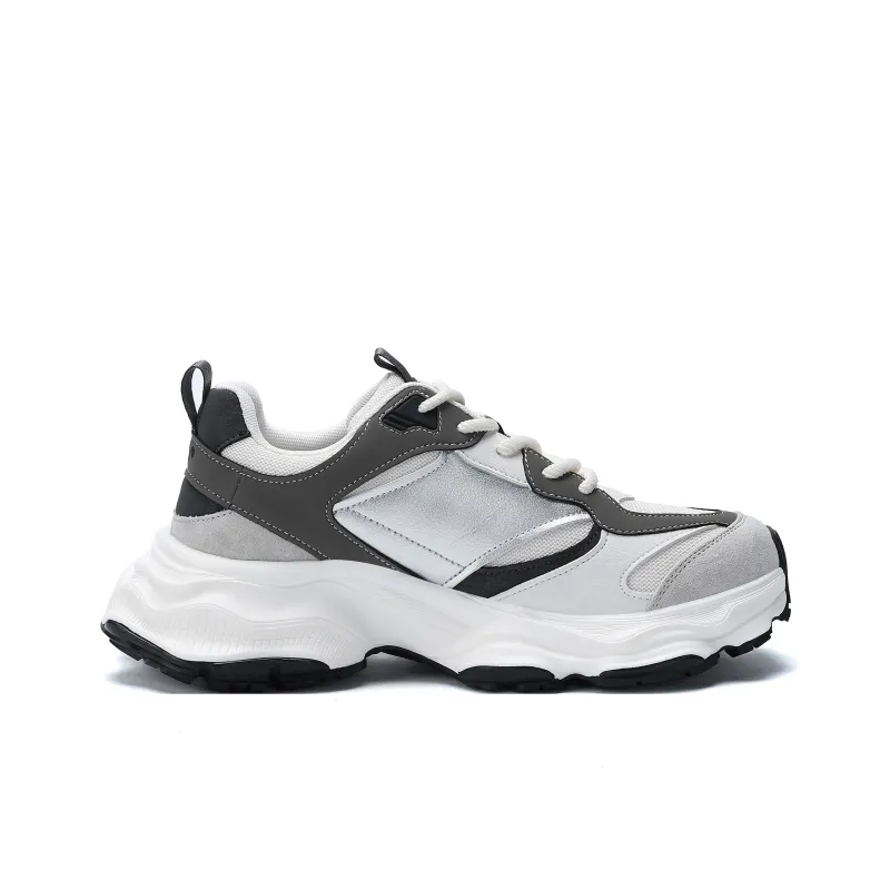 JEEP SPIRIT Breathable Height Increasing Low-Top Chunky Sneakers Men's White-2