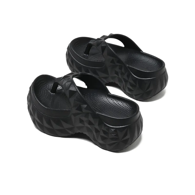 EXULL Q EVA Quiet Odor Resistant Abrasion Resistant Slip Resistant Quick Drying Flip Flops Women's Black-4