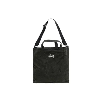 Stussy Cotton Canvas Handbag, Shoulder Bag, Crossbody Bag Unisex Washed Black