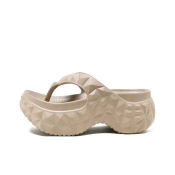 EXULL Q EVA Quick Drying Slip Resistant Abrasion Resistant Odor Resistant Quiet Flip Flops Women's Khaki