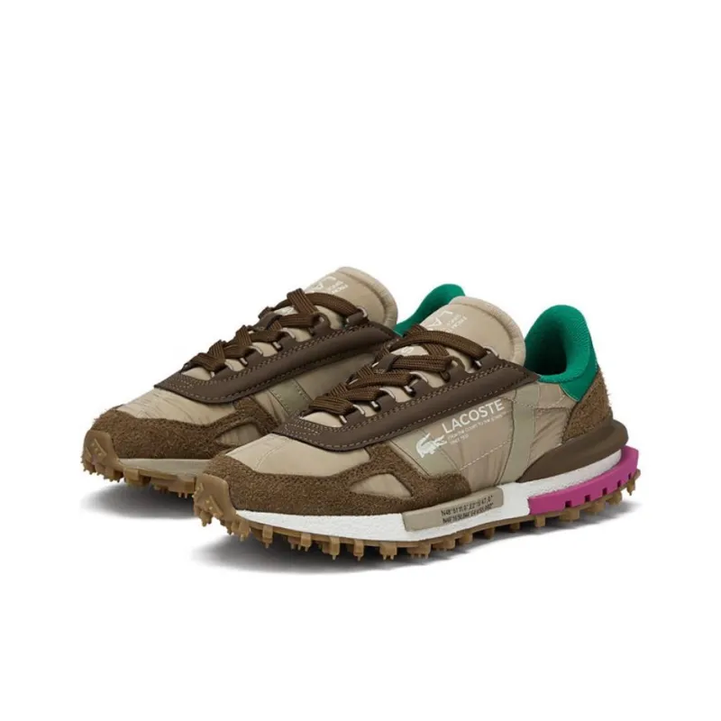 LACOSTE Low Top Casual Shoes Women's Light Brown Green-2