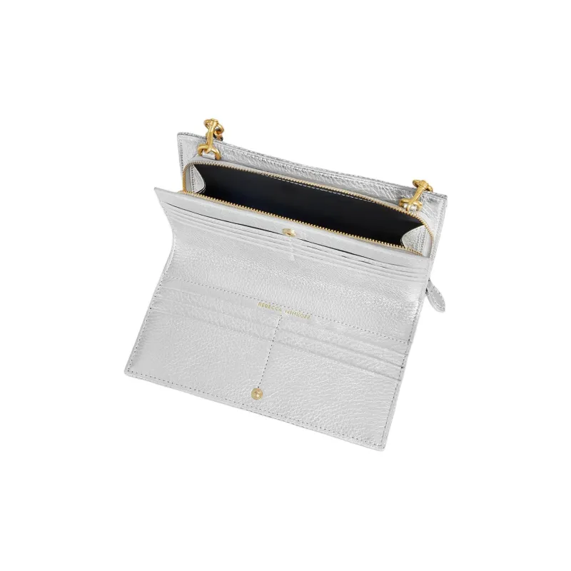 REBECCA MINKOFF Polyamide Genuine Leather Wallet Women's Silver-2