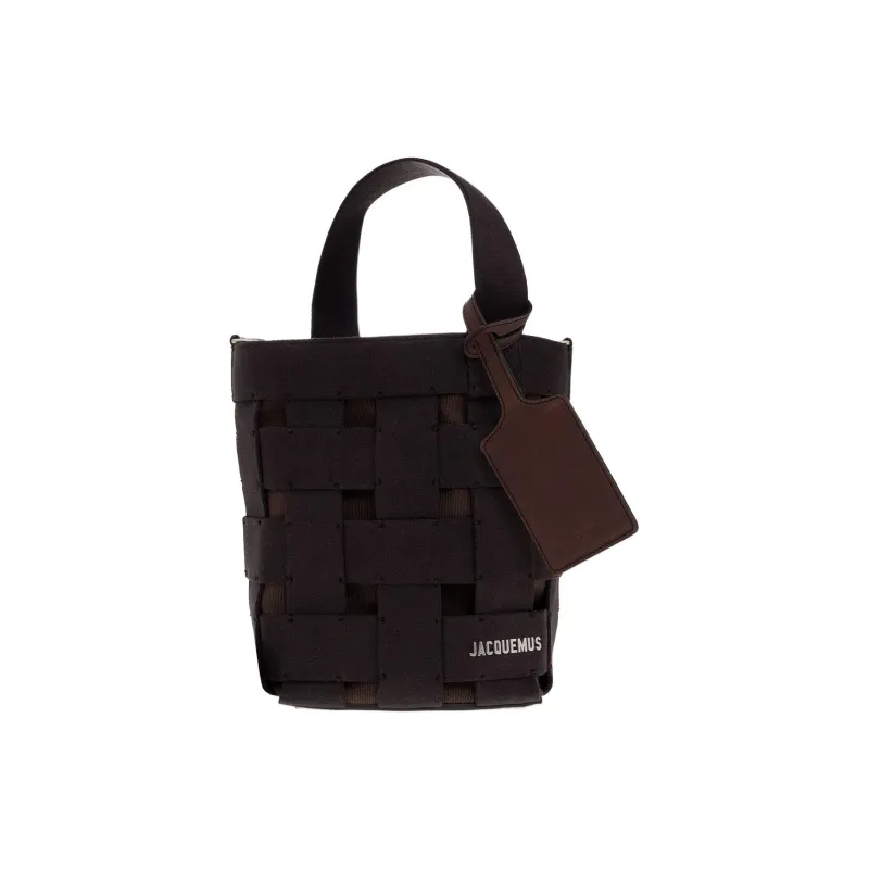 Jacquemus Cotton With Leather Bucket Bags Shoulder Bag Crossbody Bag Handbag Women's Black-1