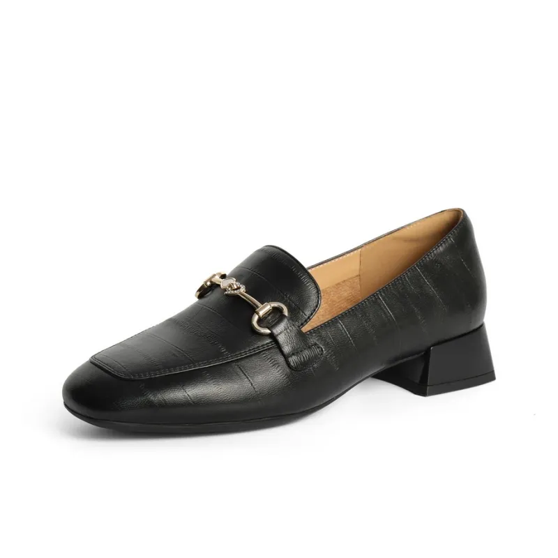 BELLE Loafers 3cm Women's Black Ecru-1