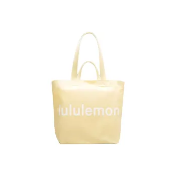 Lululemon Cotton Blend Canvas Canvas Bag Totes Shopping Bag One Shoulder Handbags Regular Unisex Swirl Yellow & White