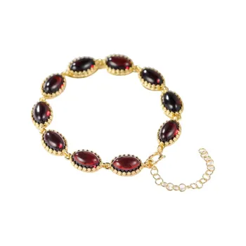 S&A Blood Obsidian S925 Silver Fine Jade Bracelets Women's