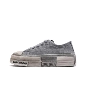 Mengsai Abrasion Resistant Slip Resistant Low Top Canvas Shoes Unisex Concrete Gray