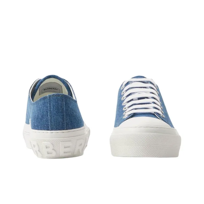 Burberry Logo Stylish Skateboarding Shoes Women's Denim Blue-4