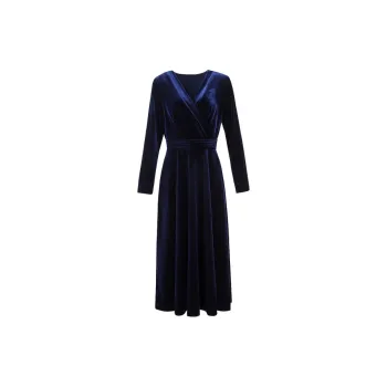 Late White Long Sleeved Dresses Women's Blue