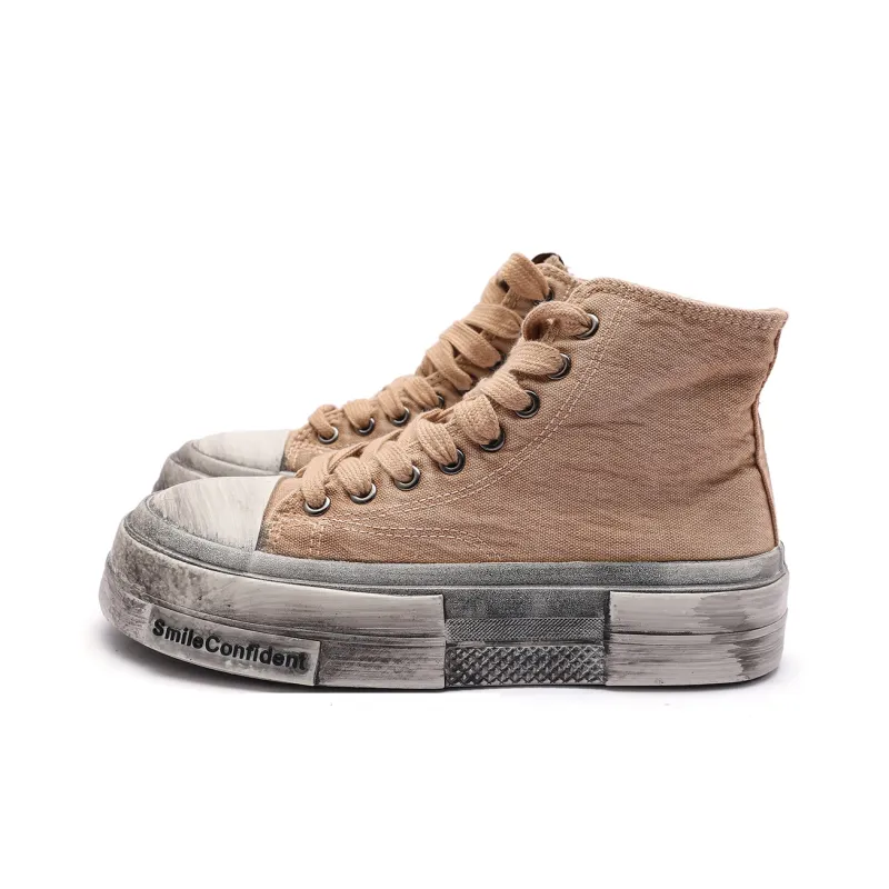 Mengsai Lightweight Anti Slip High Top Canvas Shoes Unisex Brown-2
