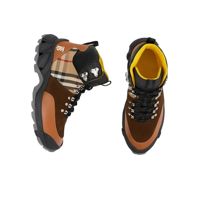Burberry Wear Resistant High Top Trekking Shoes Women's Brown-4