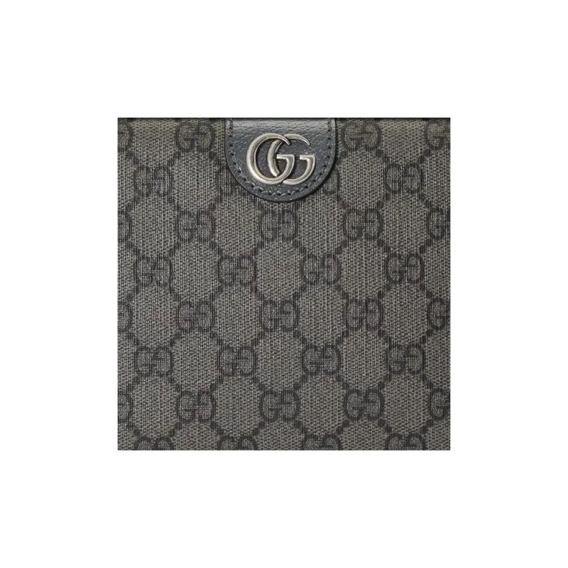 GUCCI Ophidia Canvas With Leather Makeup Bag Men Gray & Black-7