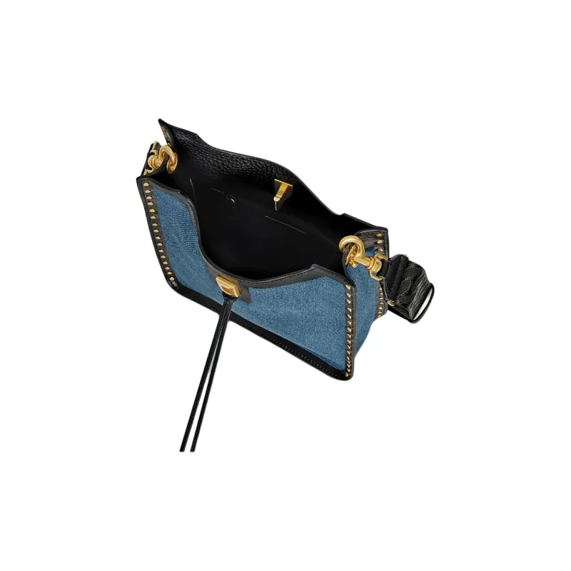 REBECCA MINKOFF Cotton Shoulder Bag Crossbody Bag Medium Size Women's Unisex Blue And Black-2