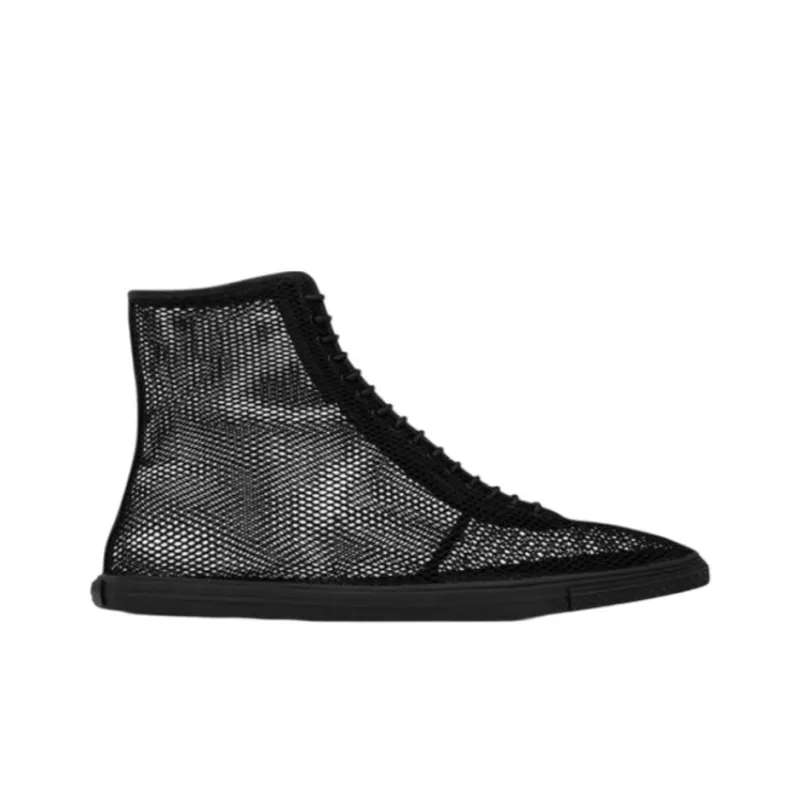 SAINT LAURENT Skateboard Shoes Women's High Top Black-1