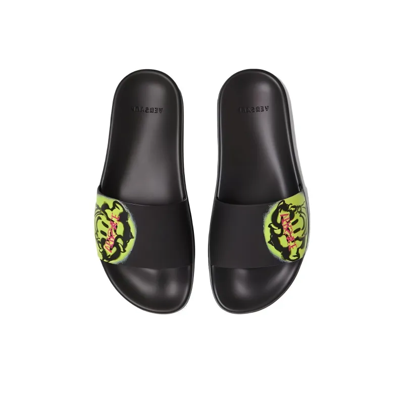 VERSACE Slip Resistant Slide Slippers Men's Black-4