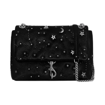 REBECCA MINKOFF Leather Shoulder Bag Crossbody Bag Women's Black & Bronze
