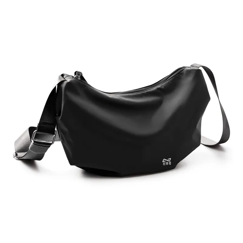 QING QI ZHE Fabric Crossbody Bag Shoulder Bag Dumpling Bag Regular Unisex Black/White/Khaki-5