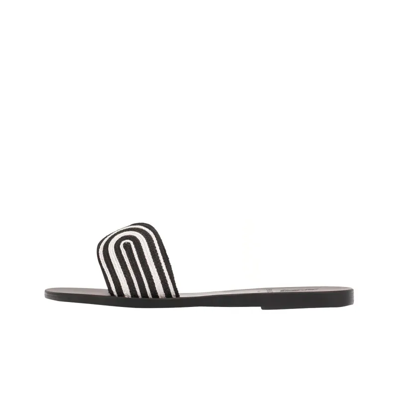 ANCIENT GREEK SANDALS Other Slip-Resistant Slide Slippers Women's Black White-0