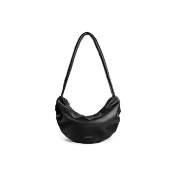 INJOYLIFE Cow Leather Crossbody Bag Large Size Women's Black