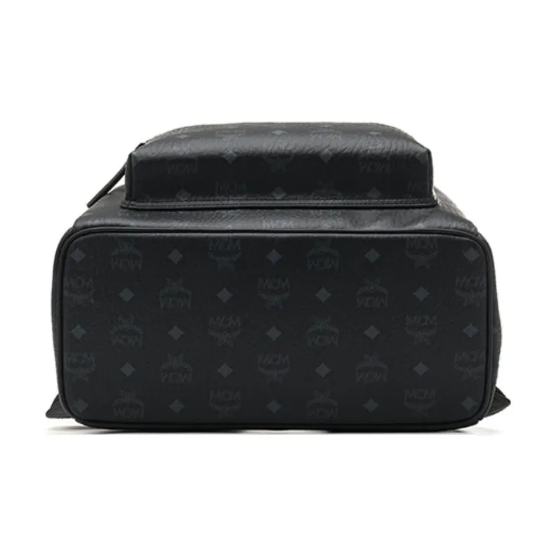 MCM Stark Visetos Coated Canvas With Nappa Leather Trim Backpack Medium Size Unisex Black-4